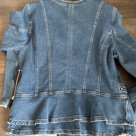 WHITE HOUSE BLACK MARKET Everyday Soft Denim Peplum Moto Jacket SZ 14.NWOT $245 - Picture 6 of 11